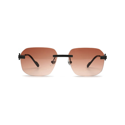 brown gradient square rimless sunglasses front view for women