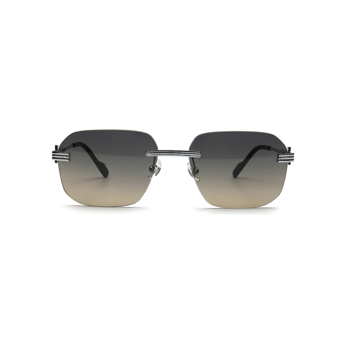 gray gradient square rimless sunglasses front view for women