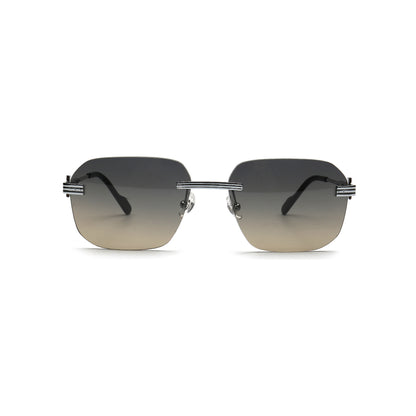 gray gradient square rimless sunglasses front view for women