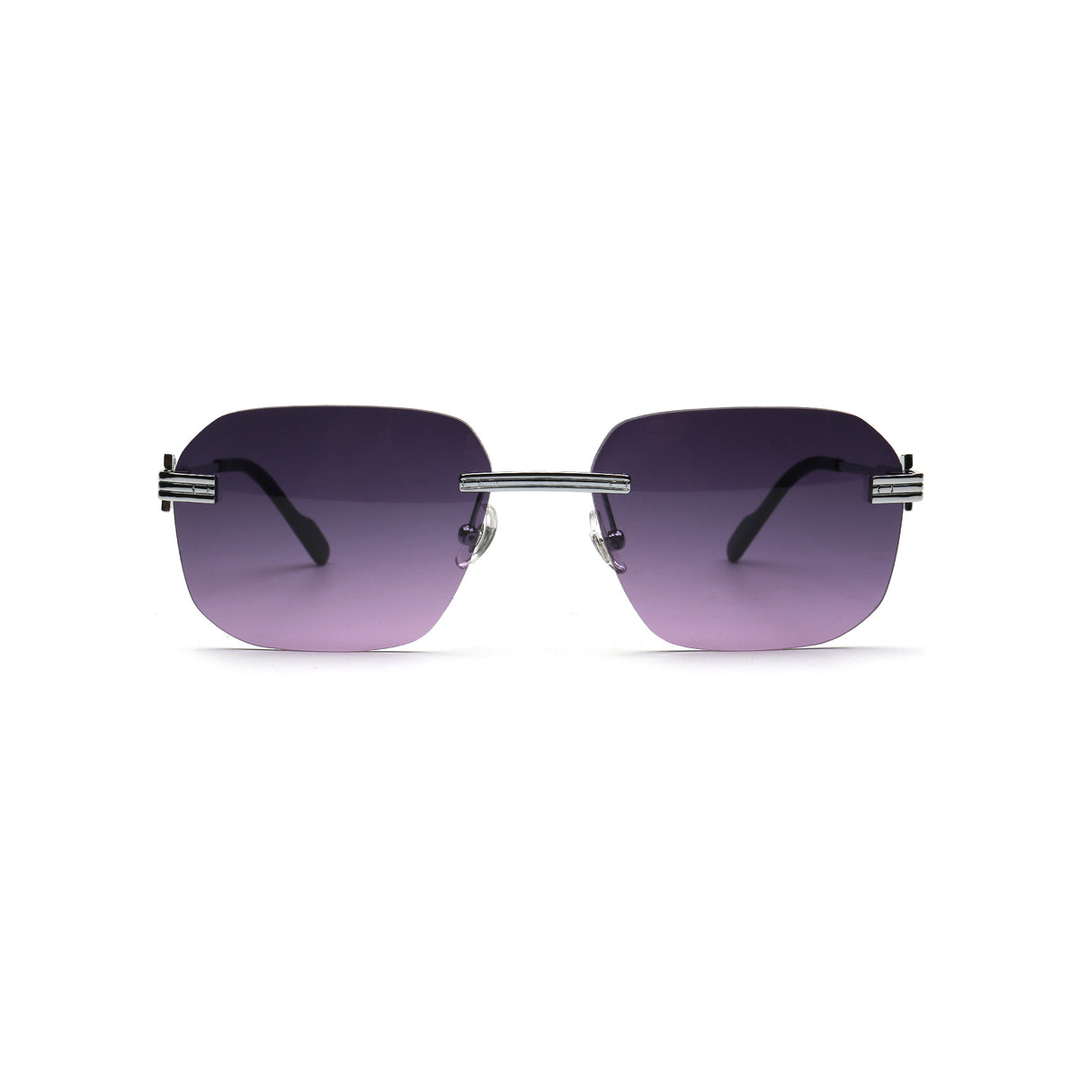 purple square rimless sunglasses front view for women