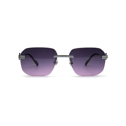 purple square rimless sunglasses front view for women