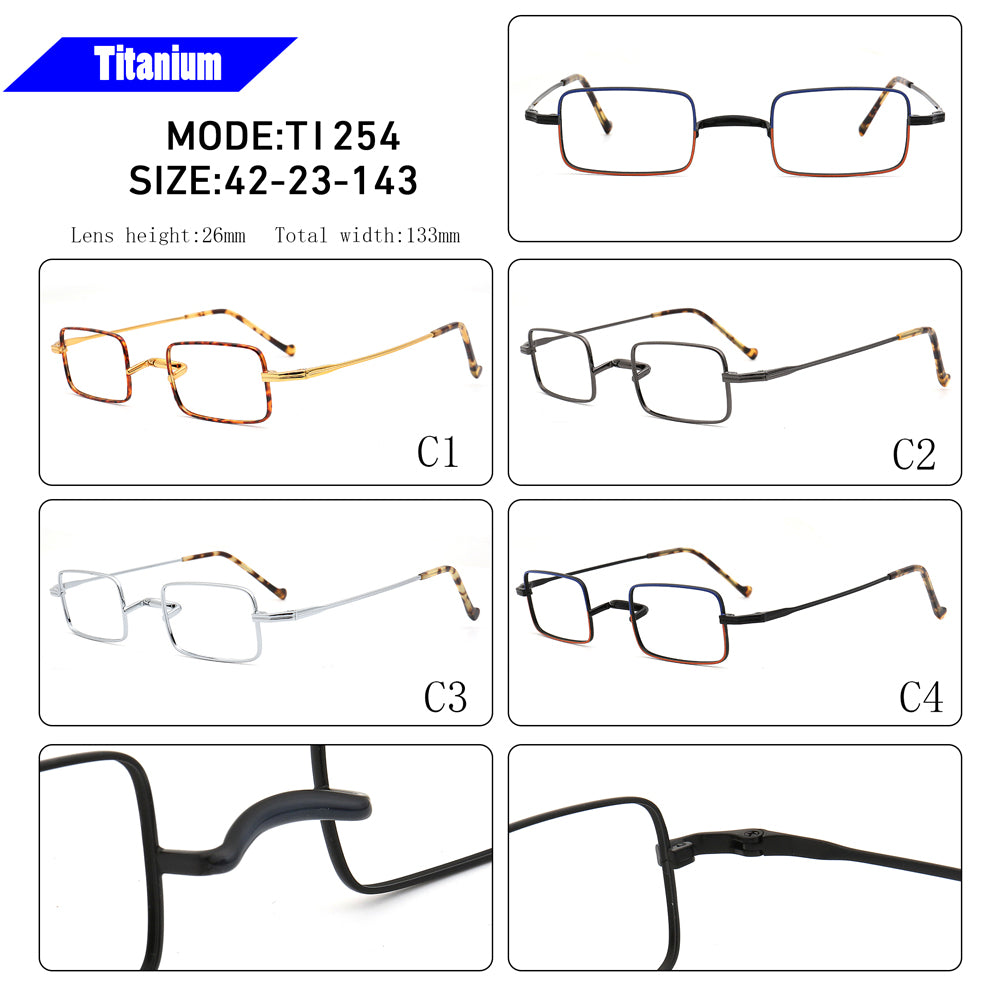 retro rectangle titanium eyeglasses frames vintage