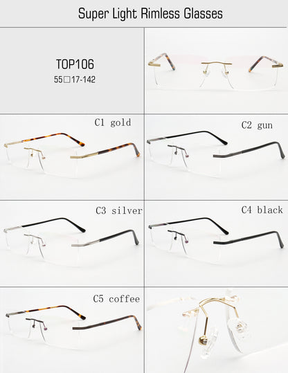 Thomas | Monturas rectangulares sin montura para gafas de negocios para hombre