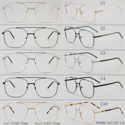 Travis | Montures de lunettes carrées en métal à double pont pour homme des années 80