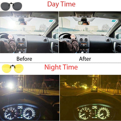Round Clip On Flip Up Polarized Sunglasses | UV Protection For Outdoor Wear Black Night Vision