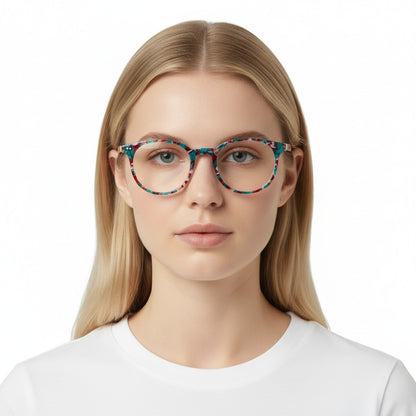Grace | Round Patterned Acetate Eyeglasses Frames Online | Modern Womens Floral Glasses Frames