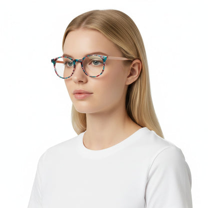 Grace | Round Patterned Acetate Eyeglasses Frames Online | Modern Womens Floral Glasses Frames