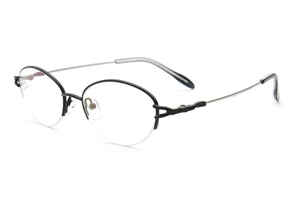 Allegra | Women Flexible Memory Metal Oval Half Rim Eyeglasses Frames