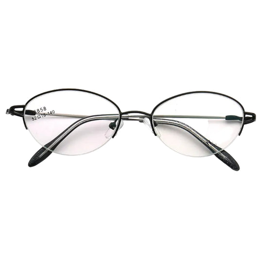 half rim oval glasses frame black
