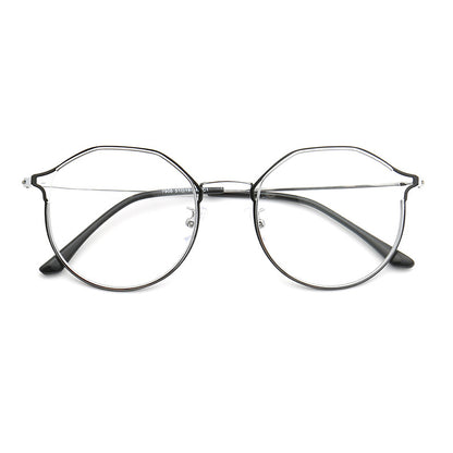 A pair of black and silver thin metal glasses frames