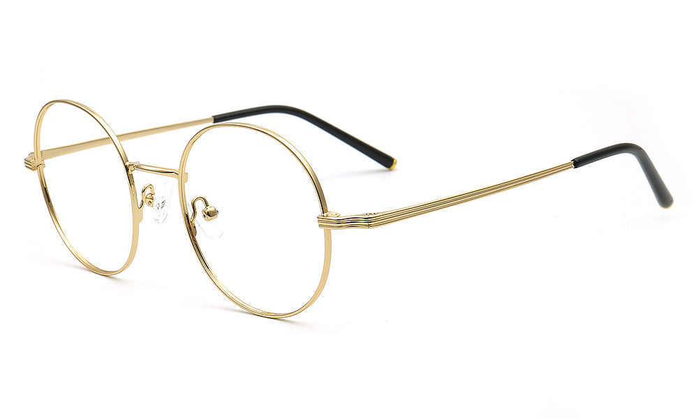metal eyewear frames round gold