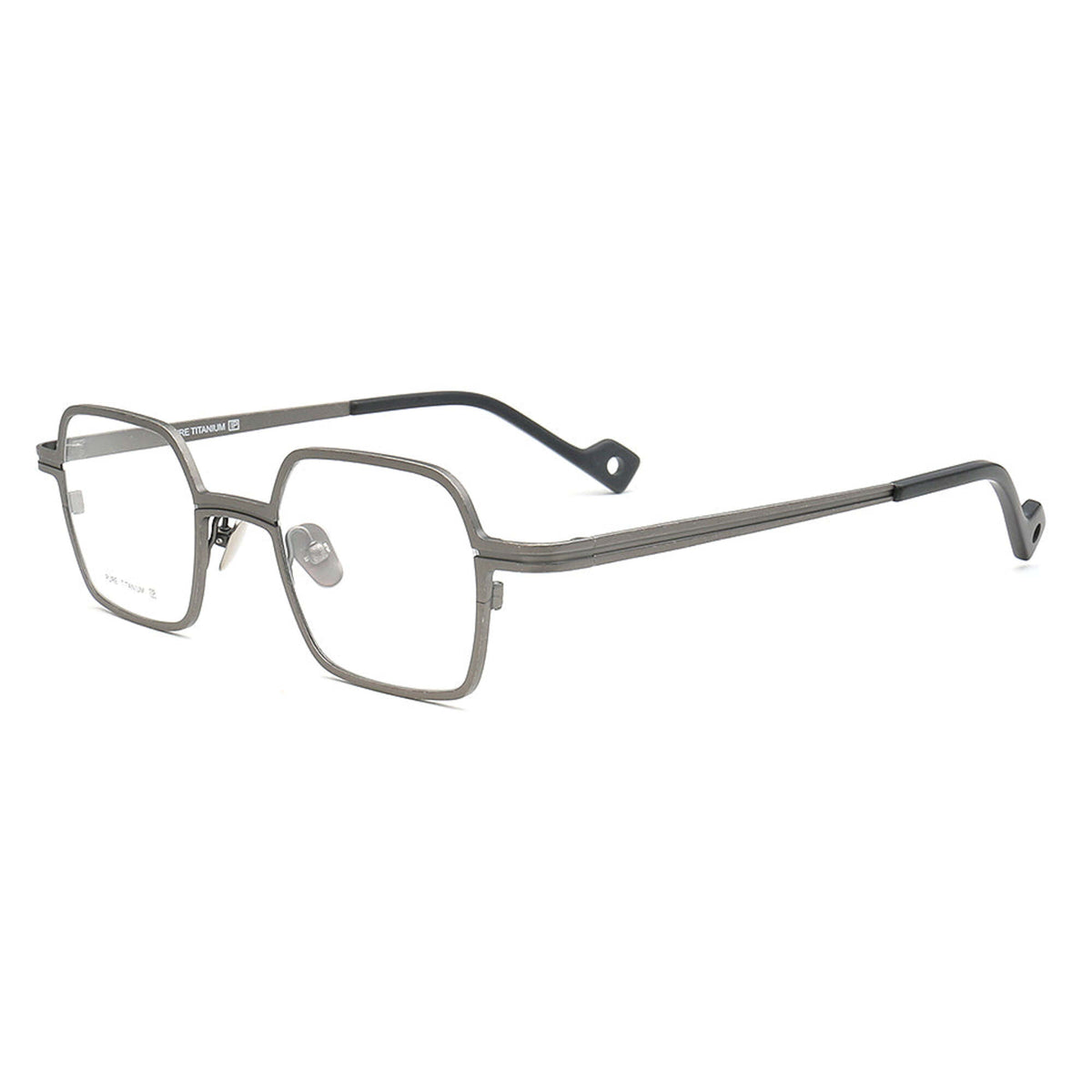 small square titanium spectacles grey