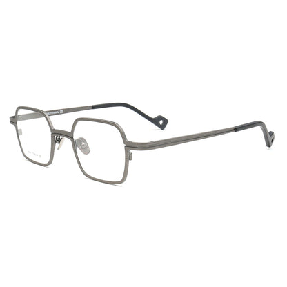 small square titanium spectacles grey