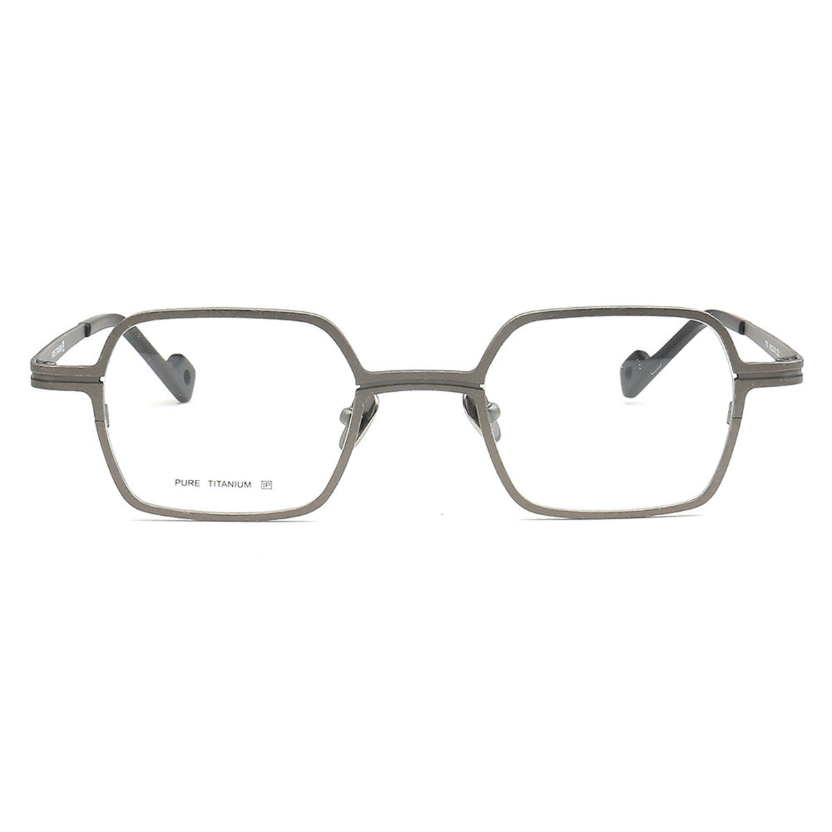 small square titanium glasses grey