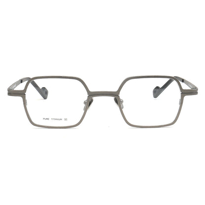 small square titanium glasses grey