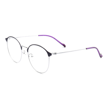 Libby | Modern Round Full Rim Glasses For Women | Thin Pink Purple Metal Frame