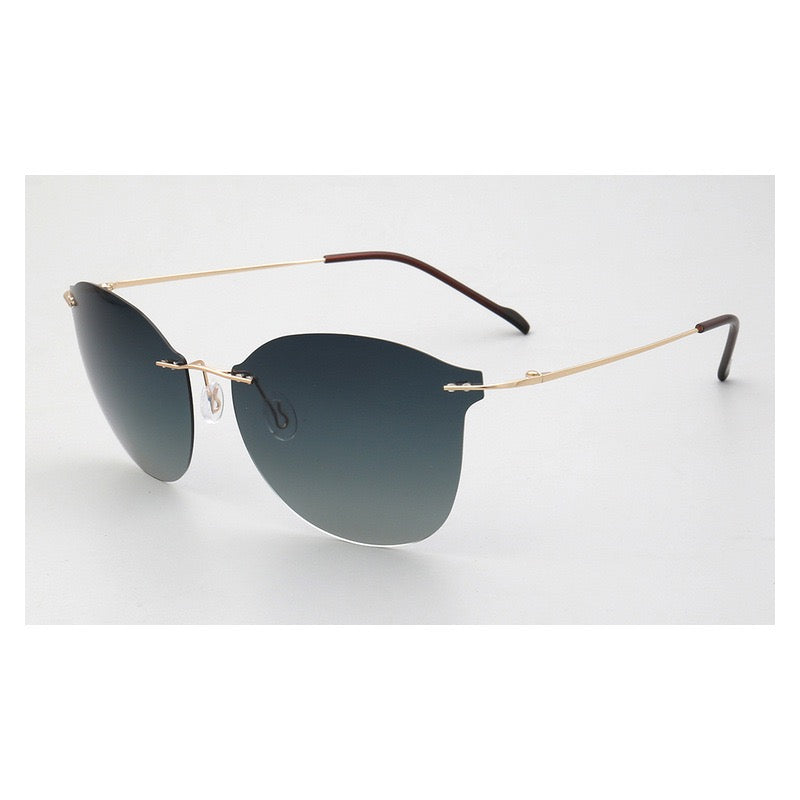 Violet｜Womens Cat Eye Rimless Polarized Sunglasses UV400
