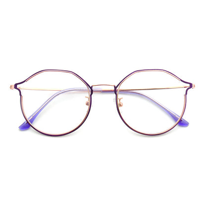 A pair of thin round metal cat eye glasses for women
