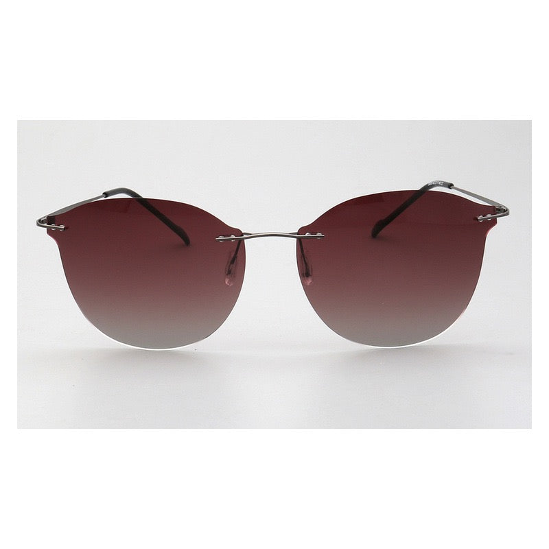 Violet｜Womens Cat Eye Rimless Polarized Sunglasses UV400