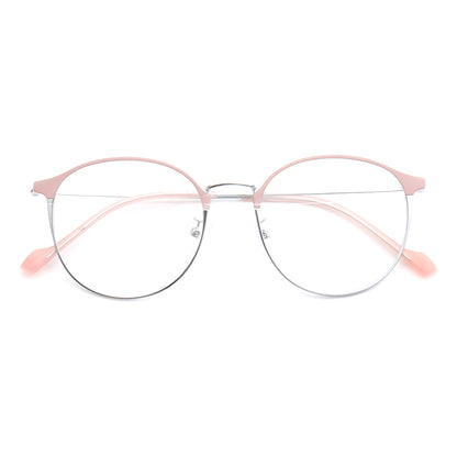 Libby | Modern Round Full Rim Glasses For Women | Thin Pink Purple Metal Frame