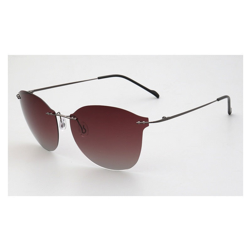 Violet｜Womens Cat Eye Rimless Polarized Sunglasses UV400