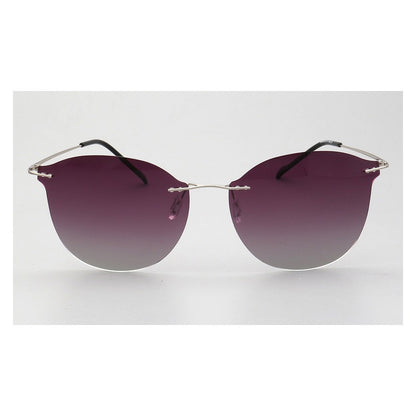 Violet｜Womens Cat Eye Rimless Polarized Sunglasses UV400
