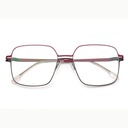 red brown oversize square metal glasses frames