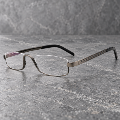 gunmetal half rim reading glasses anti blue