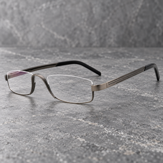 gunmetal half rim reading glasses anti blue