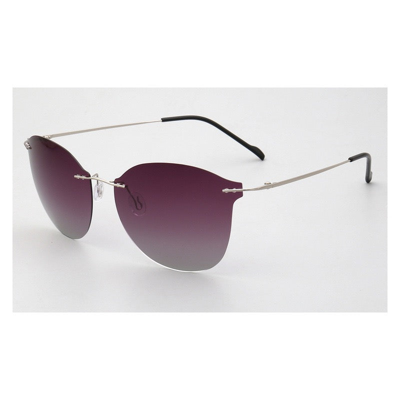 Violet｜Womens Cat Eye Rimless Polarized Sunglasses UV400