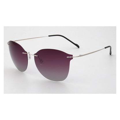 Violet｜Womens Cat Eye Rimless Polarized Sunglasses UV400