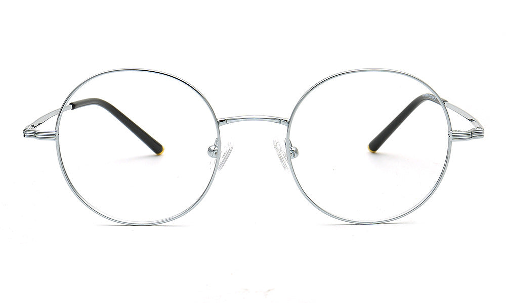 metal glasses frames round silver
