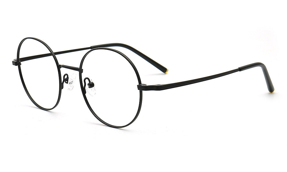 black eyeglasses frames round metal eyewear