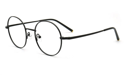 black eyeglasses frames round metal eyewear