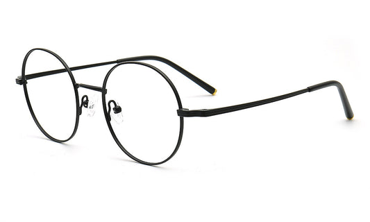 black eyeglasses frames round metal eyewear