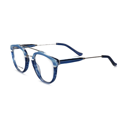 Classic Blue Double Bridge Eyeglass Frames