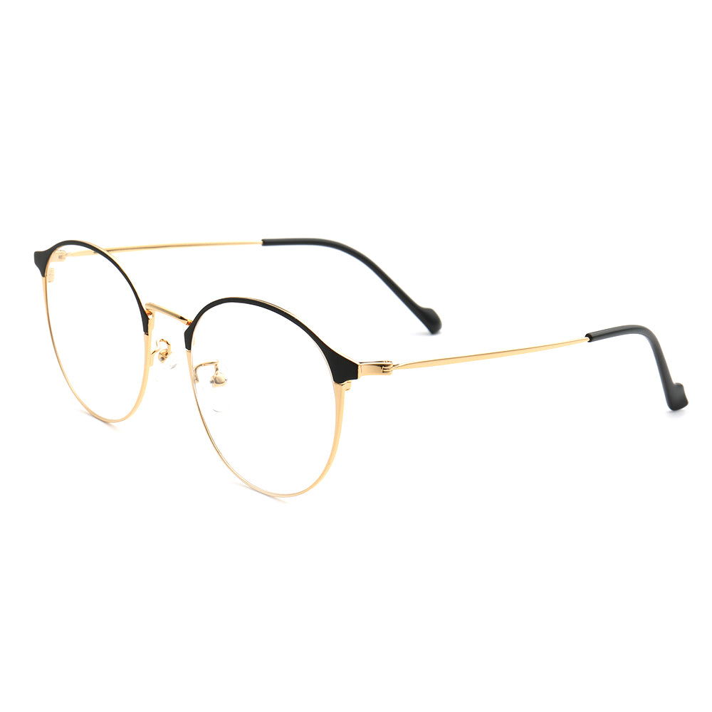 Libby | Modern Round Full Rim Glasses For Women | Thin Pink Purple Metal Frame