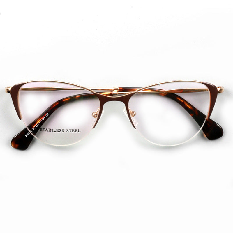 HOT Half Rim Cat Semi Cat Eye Glasses Rhea Womens Half Rim