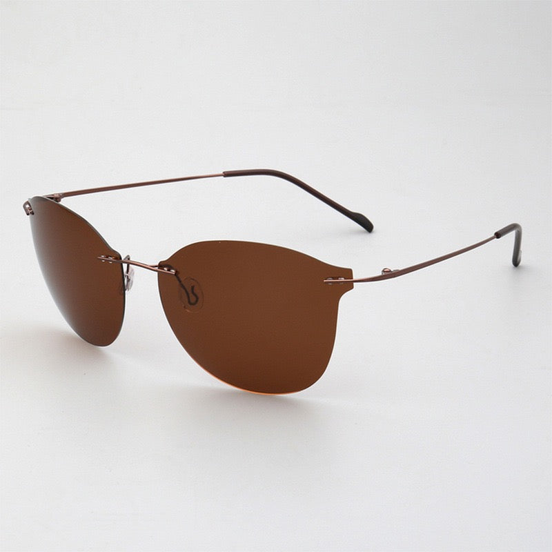 Violet｜Womens Cat Eye Rimless Polarized Sunglasses UV400