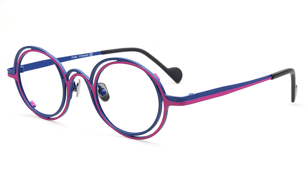 double rim pink round glasses frames titanium