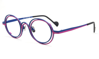 double rim pink round glasses frames titanium