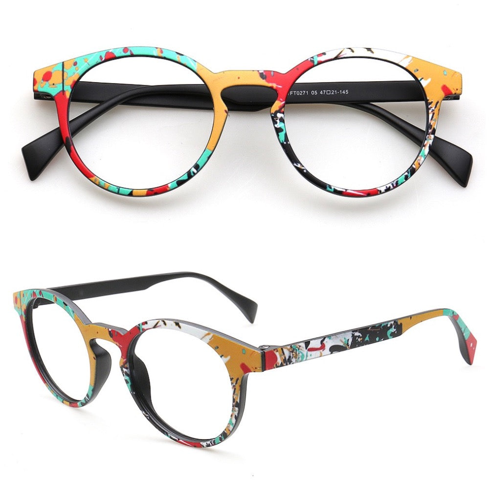 abstract round eyeglasses frames lightweight