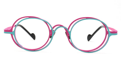 double rim round eyeglasses frames titanium funny