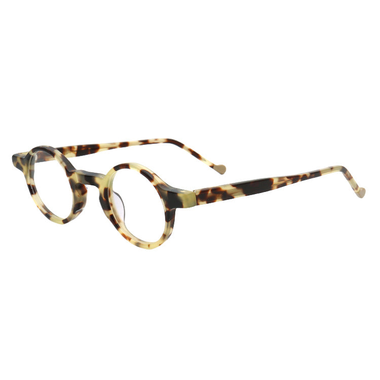 Side view of vintage round tortoise shell eyeglasses