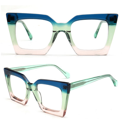 Gradient blue to green eyeglasses on a white background