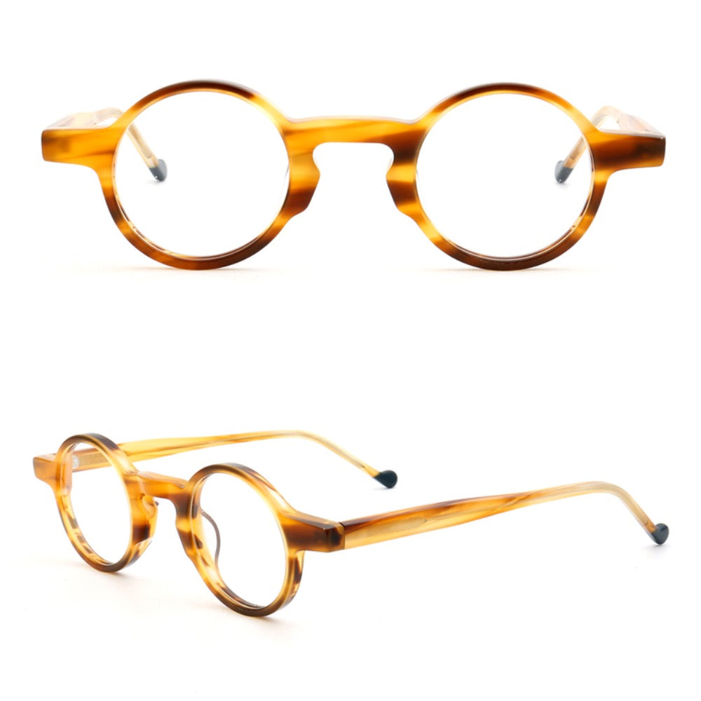 retro round eyeglasses frames men amber