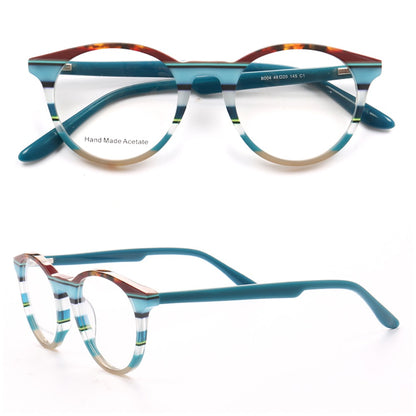 Bailey | Monturas de gafas redondas a rayas de moda para hombre | Monturas de gafas de moda para mujer Rojo Rosa