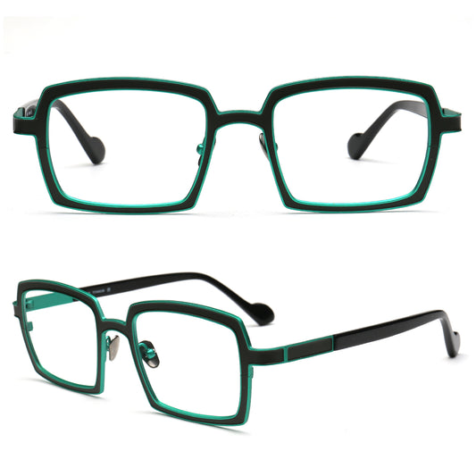 Eden | Chic Two Toned Square Titanium Prescription Spectacles