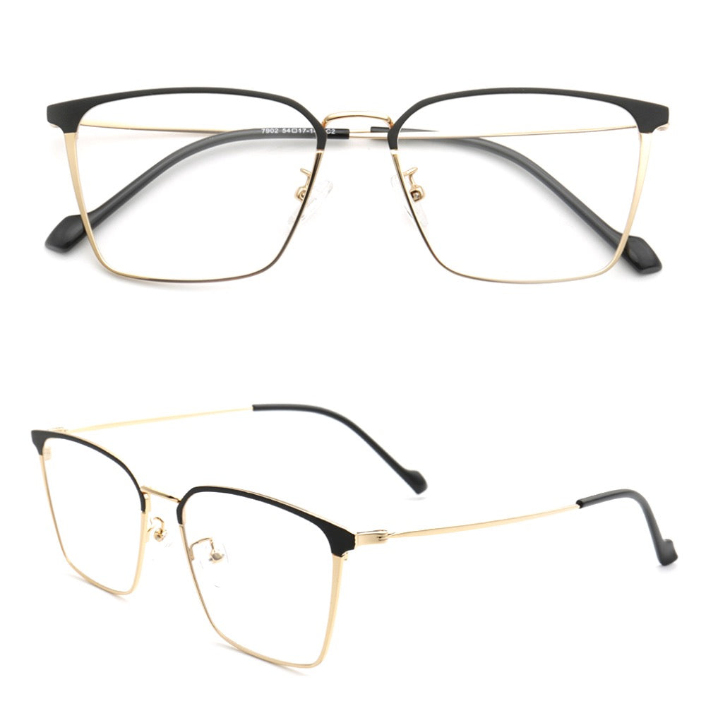 West | Modern Metal Full Rim Unisex Glasses | Thin Metal Frame w/ Business Design