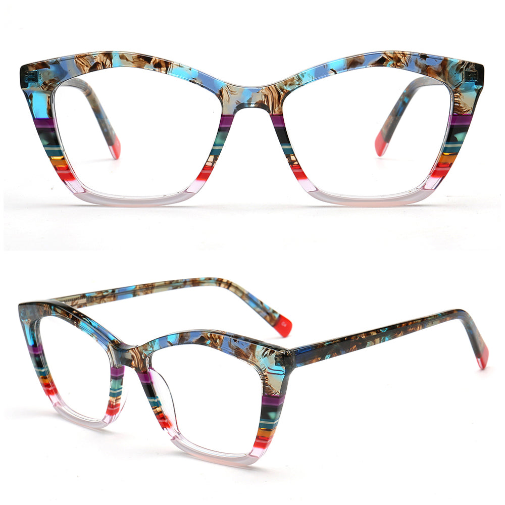 Mia | Womens Cat Eye Striped Glasses Frames